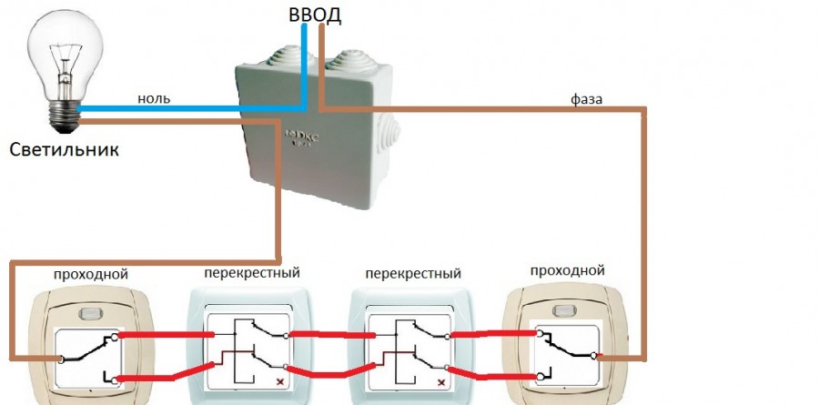 соединение проходного выключателя